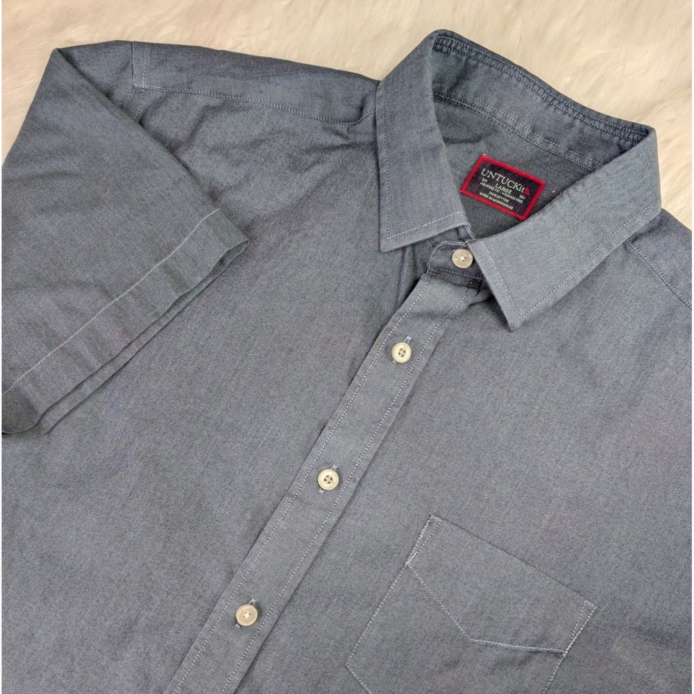 UNTUCKit Button Down Shirt Mens Large Blue Relaxed Fit Wrinkle Free Hargrove WF